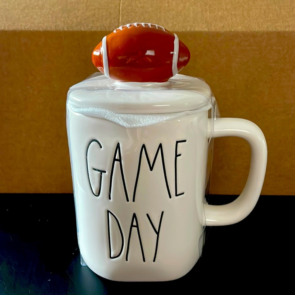 Rae Dunn GAME DAY Football Mug with Lid NEW